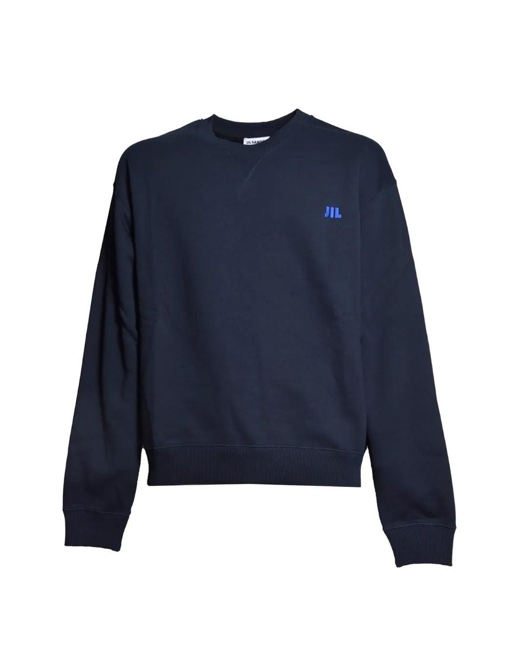 Jil Sander Blue Cotton Terry Crew-Neck Sweatshirt for men