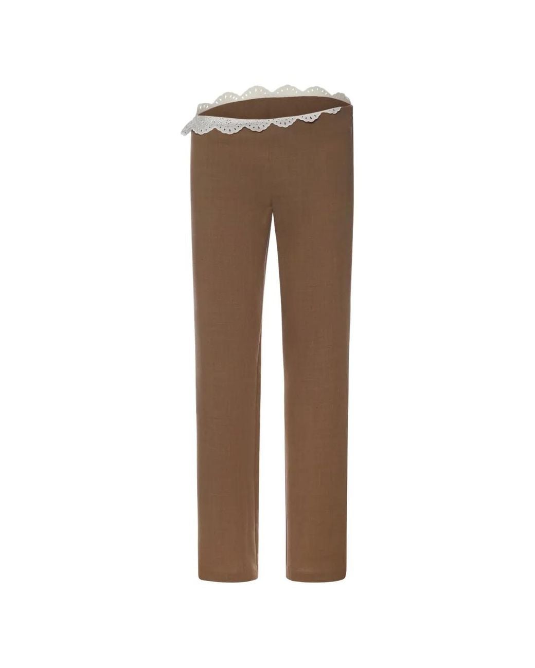 Magda Butrym Natural Lace-Trim Trousers