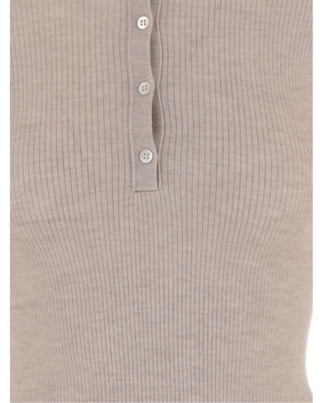 Sa Su Phi Gray Ribbed Button Polo Shirt