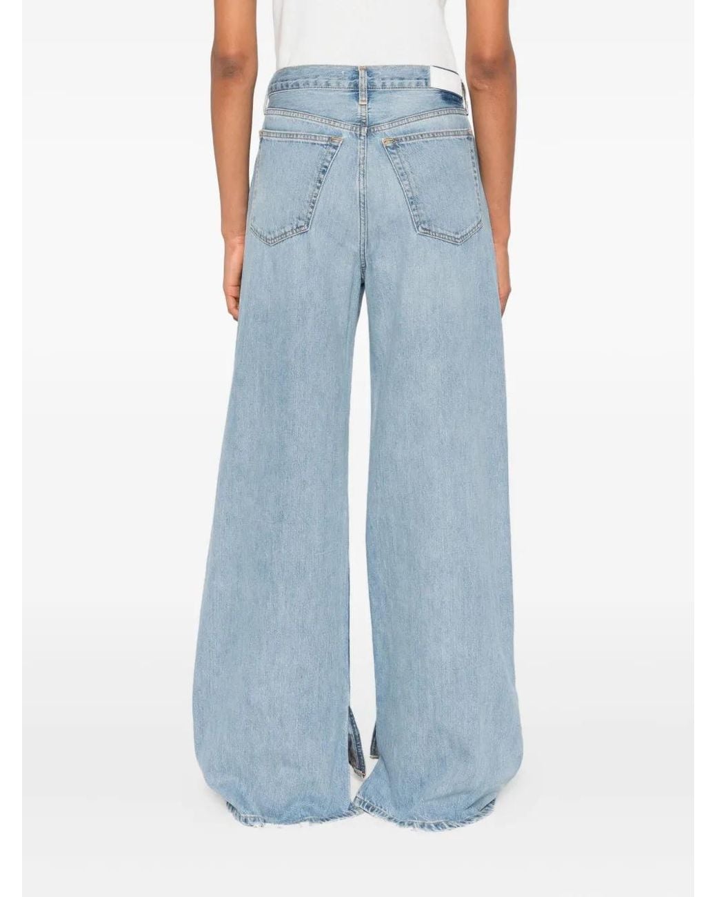 Re/done Blue Five-Pocket Design Wide-Leg Jeans