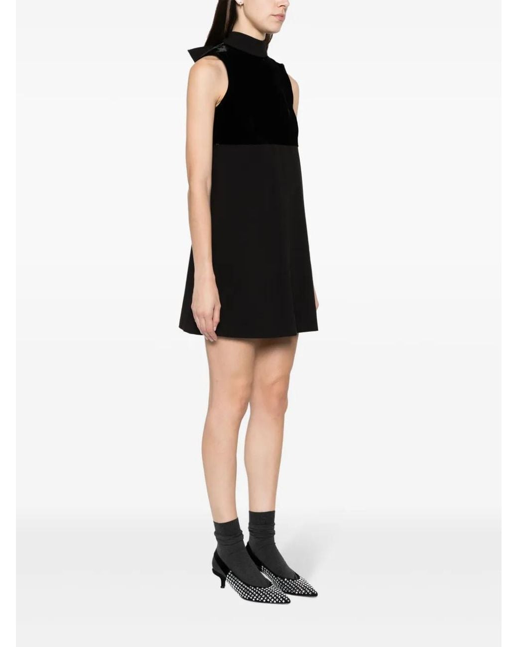Staud Black Quant Bow-Detail Minidress