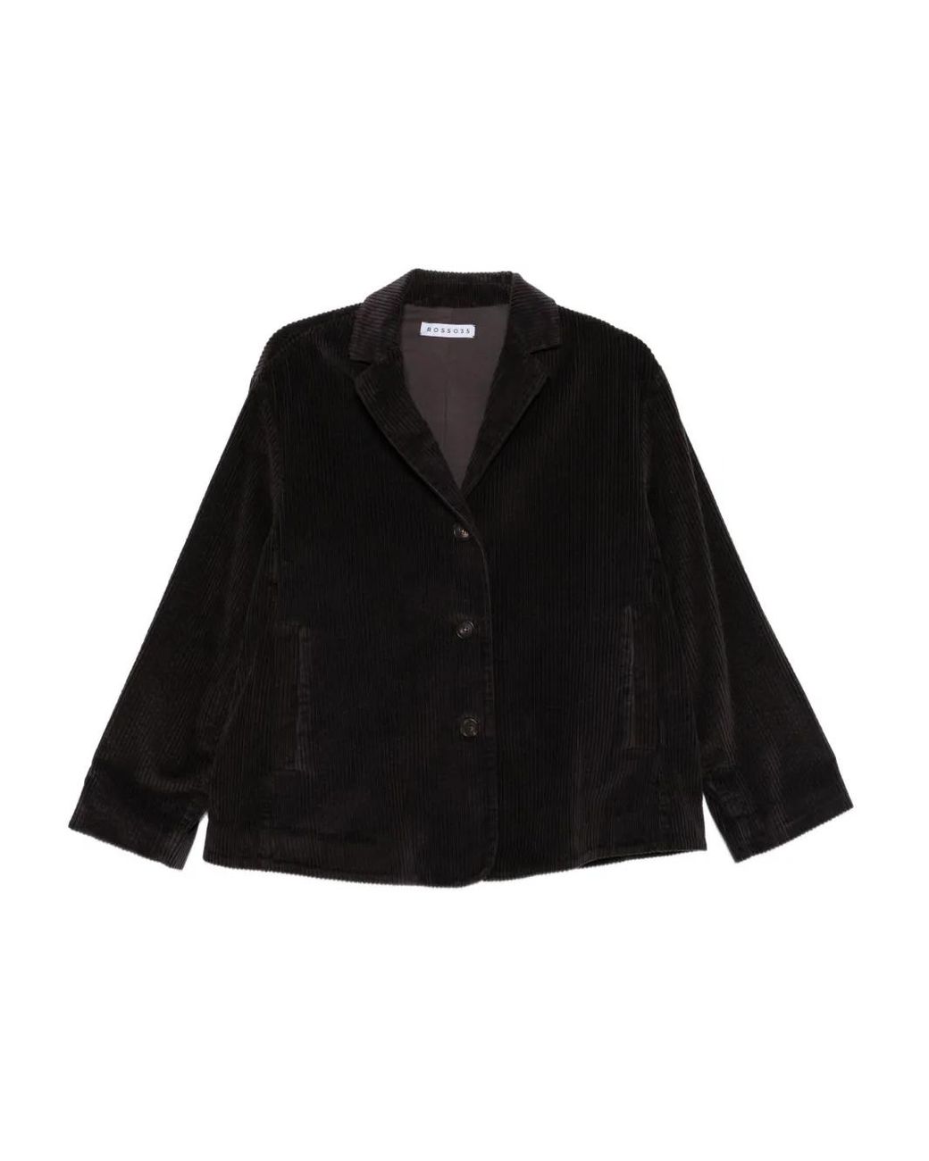 ROSSO35 Black Corduroy Three-Button Jacket