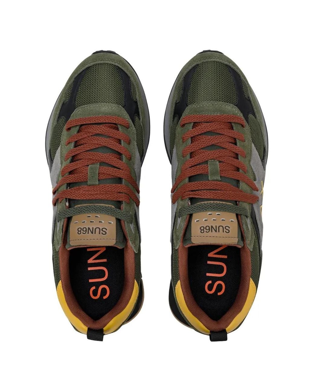 Sun 68 Green Jaki Outdoor Panelled Sneakers for men