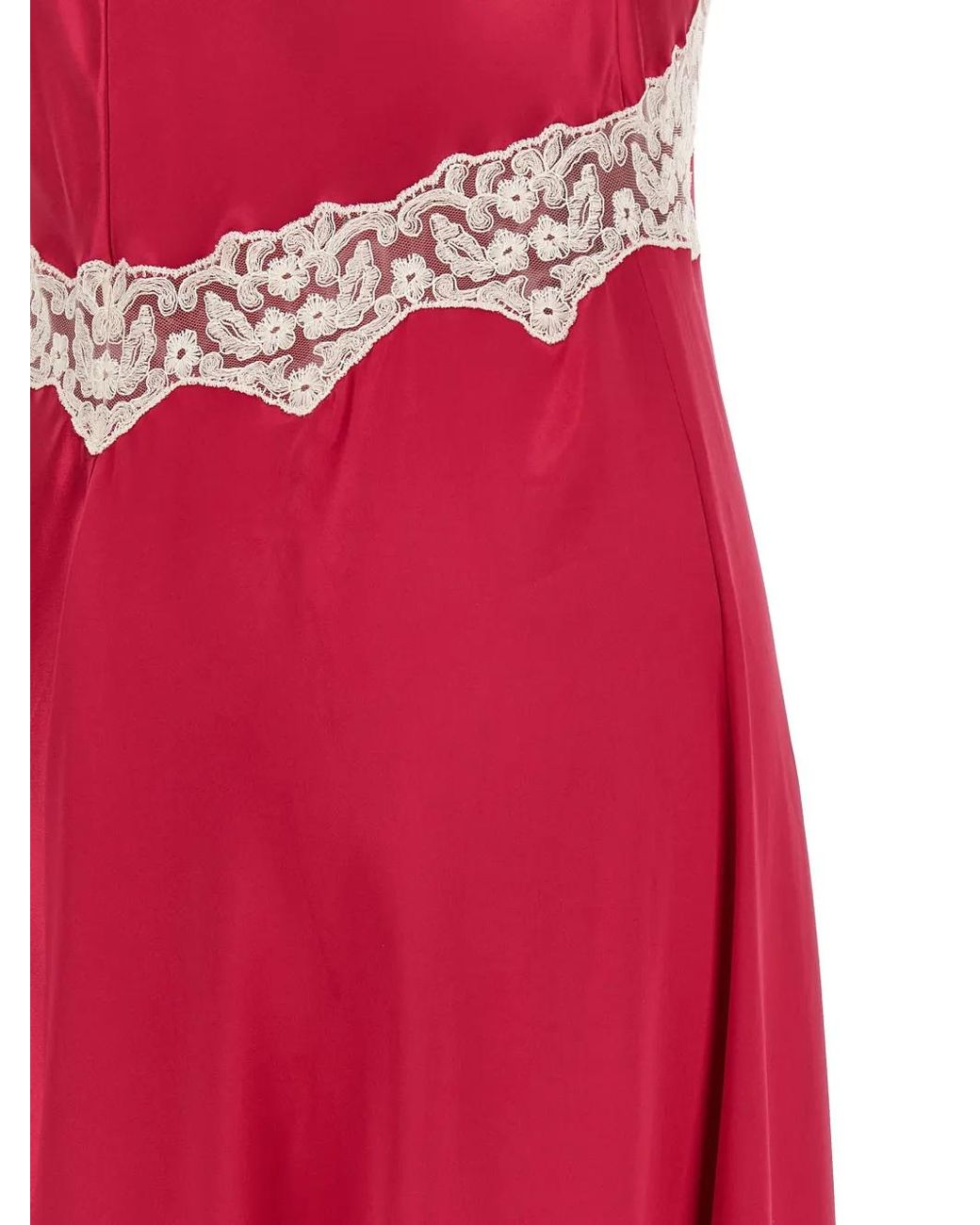 Alberta Ferretti Red V-Neck Dress