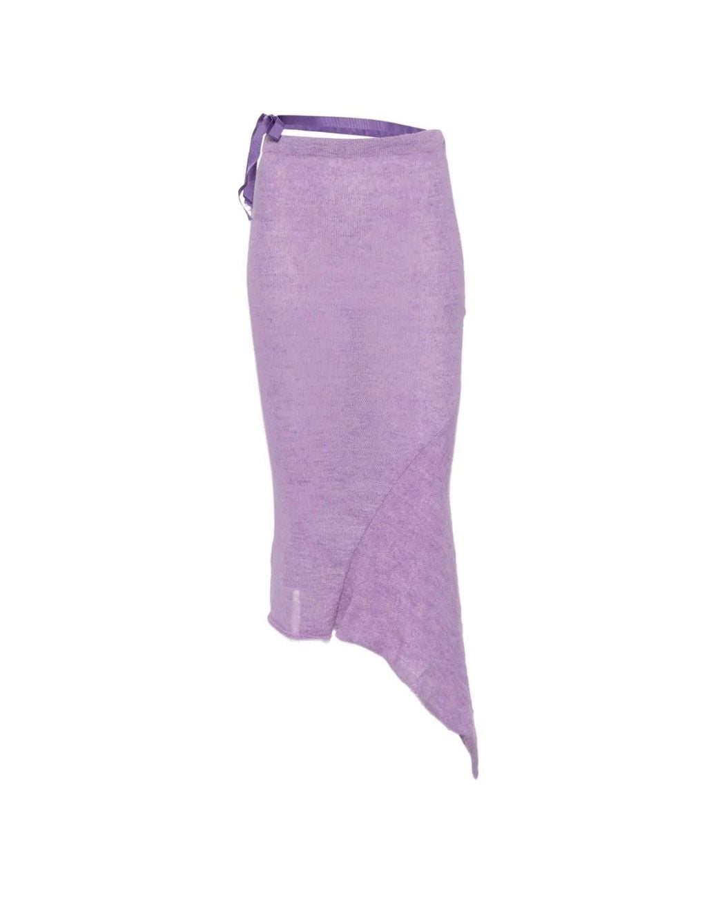 BARBARA BOLOGNA Purple Asymmetric-Hem Knitted Midi Skirt