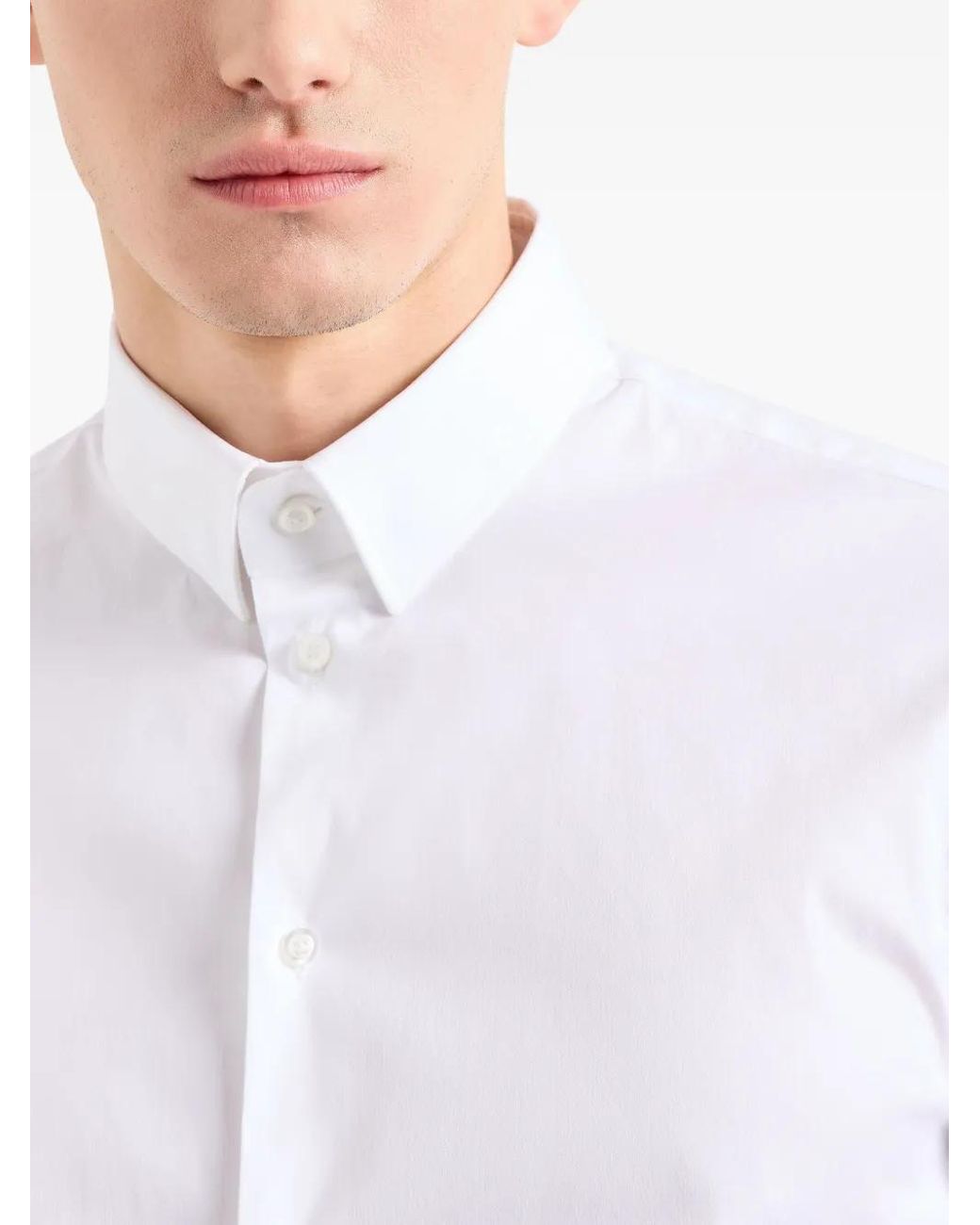 Emporio Armani White Long-Sleeve Buttoned Shirt for men