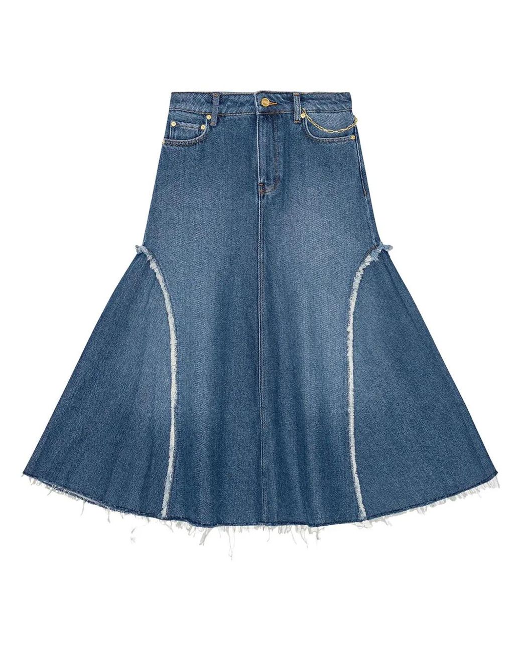 Ganni Blue Denim Midi Skirt