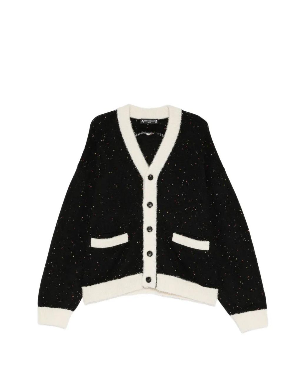 Mastermind Japan Black Flecked-Knit Tweed Cardigan for men