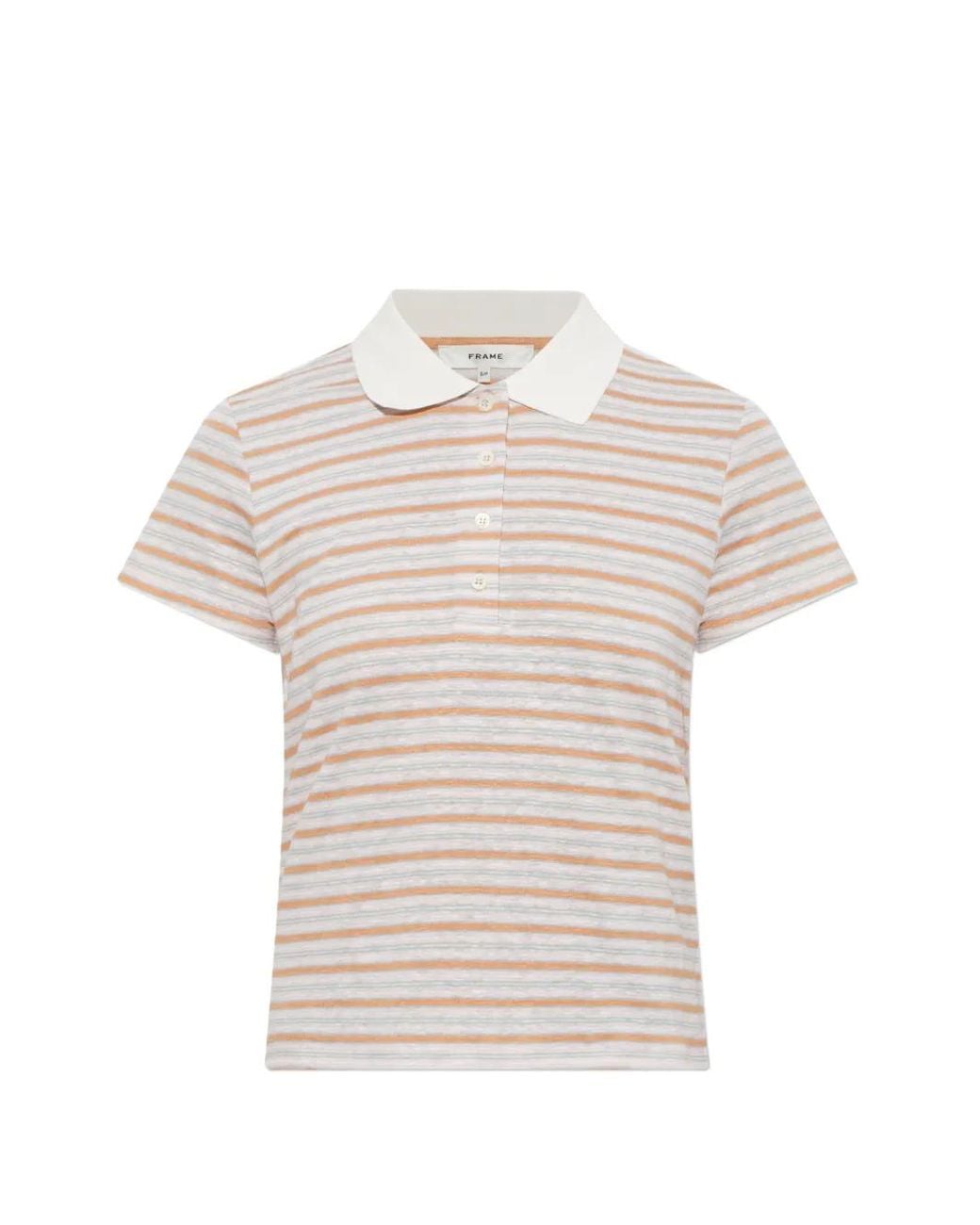 FRAME White Striped Short-Sleeve Polo Shirt