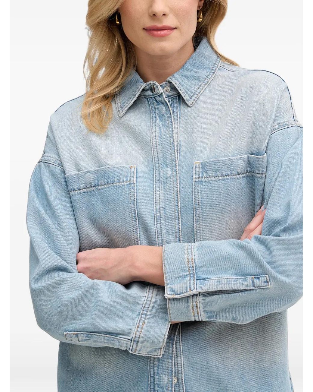 Mos Mosh Blue Rhinestone-Embellished Denim Shirt