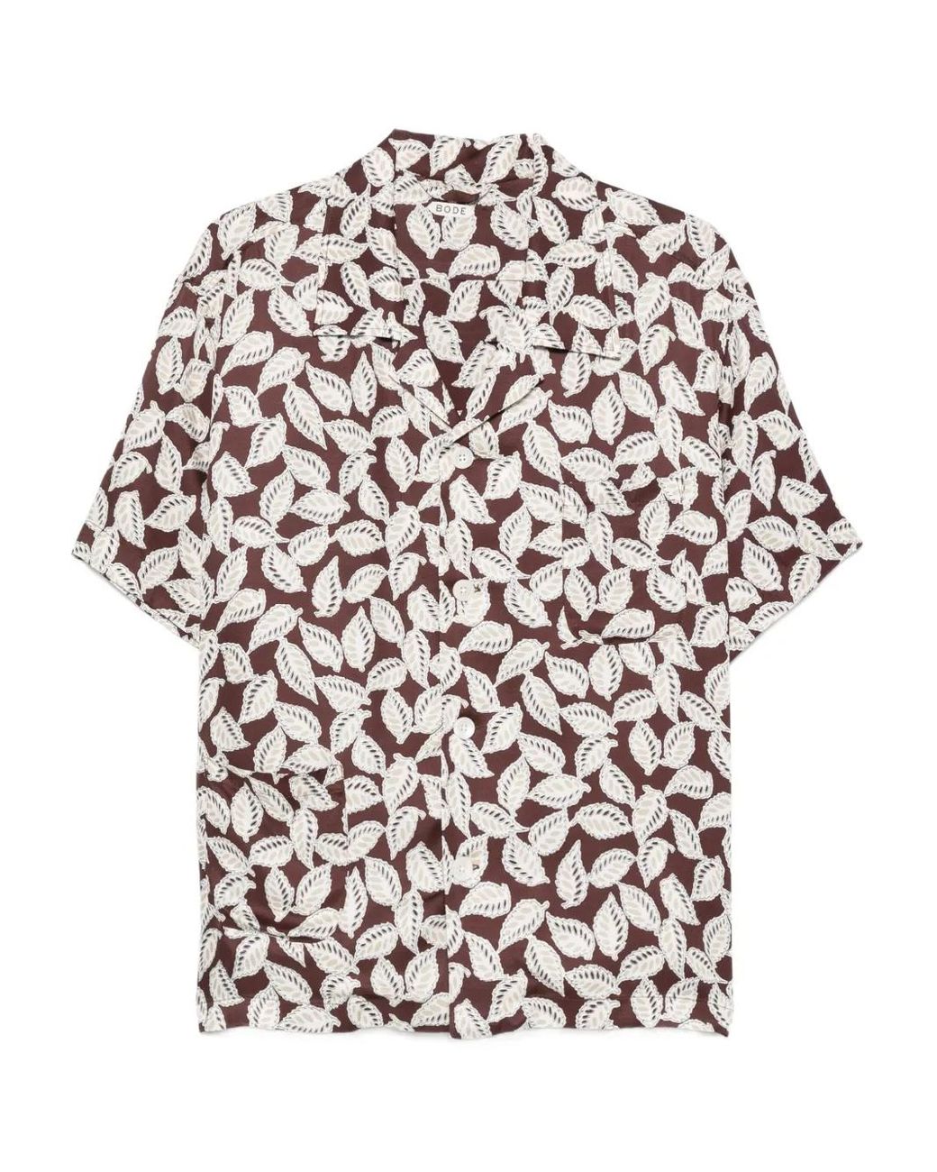 Bode White Leaf-Print Shirt for men