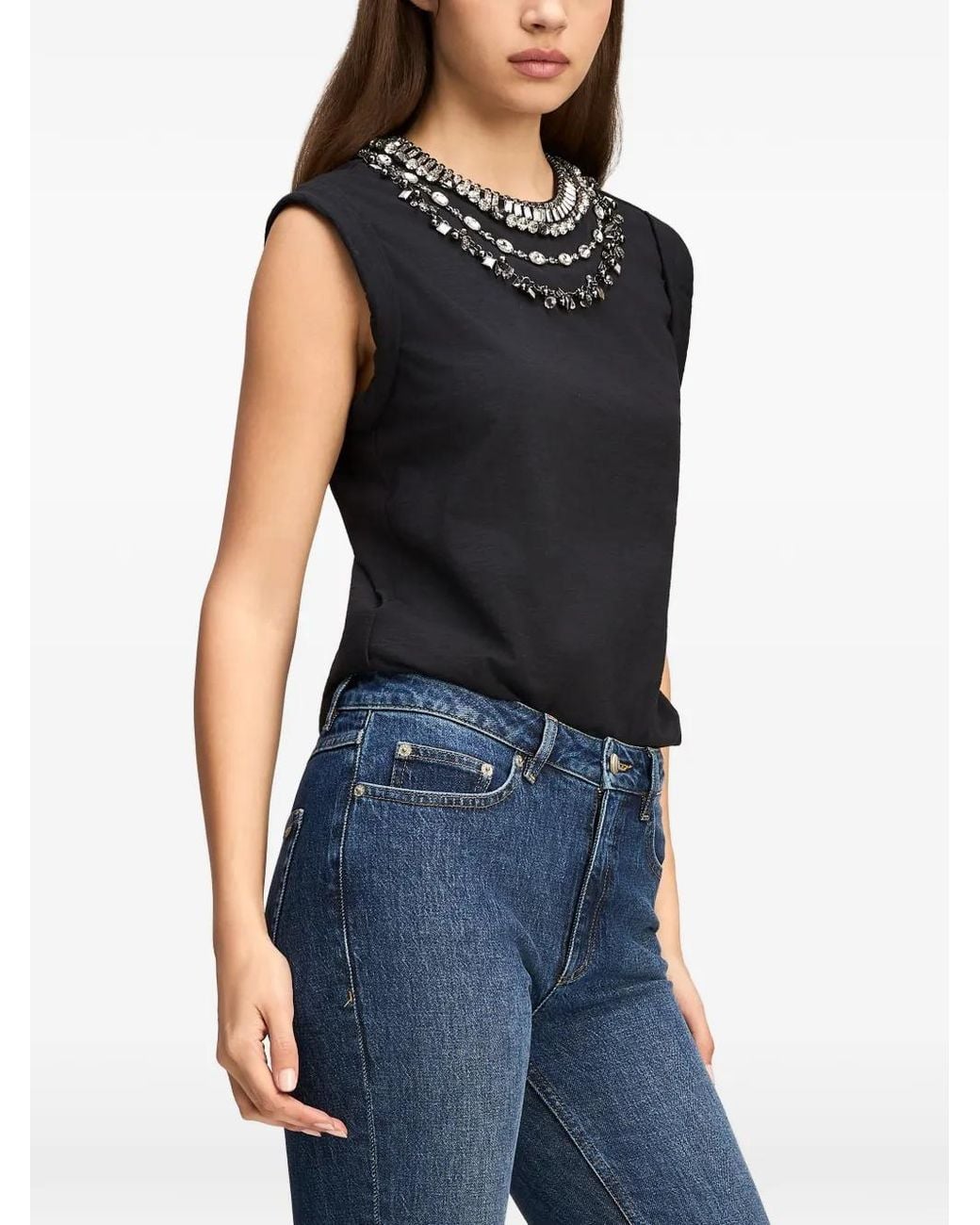 Cinq À Sept Black Bella Crystal-Embellished T-Shirt