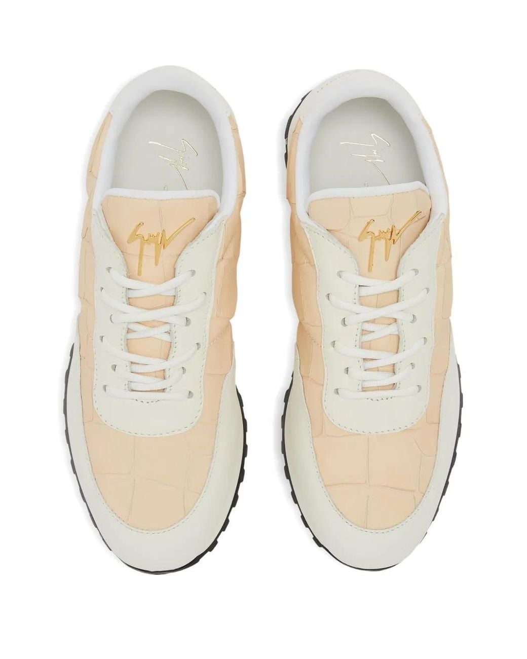 Giuseppe Zanotti White Jimi Crocodile-Effect Leather Sneakers