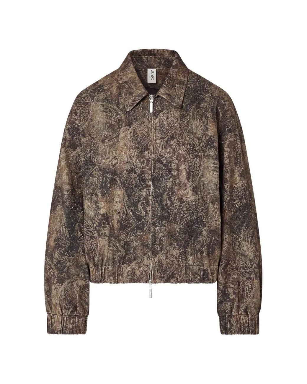 Liu Jo Brown Oversized Jacket With Glitter-Print