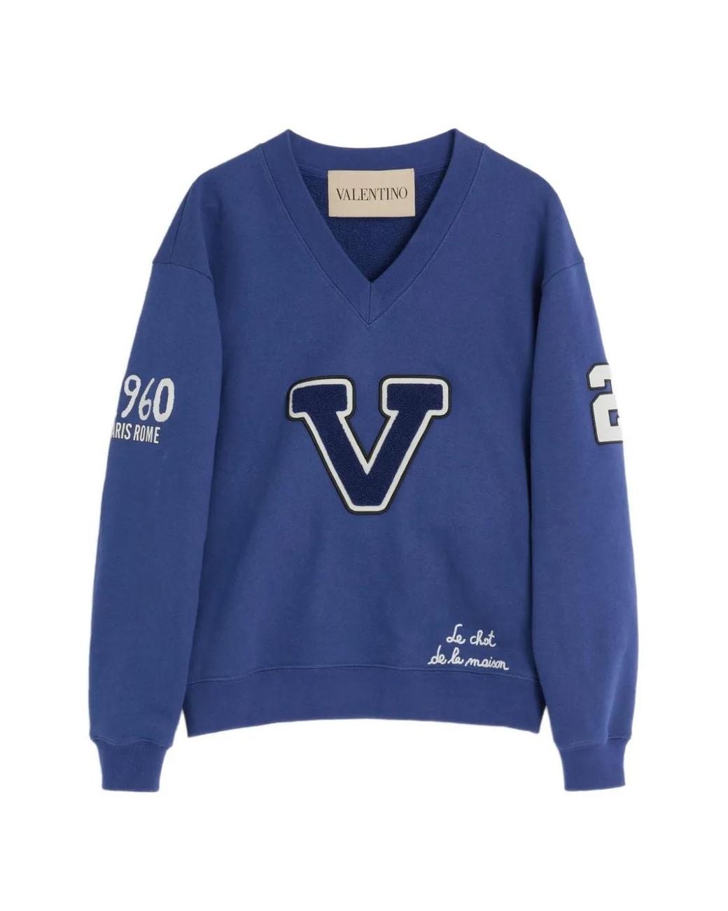 Valentino Garavani Blue Embroidered Cotton Sweatshirt