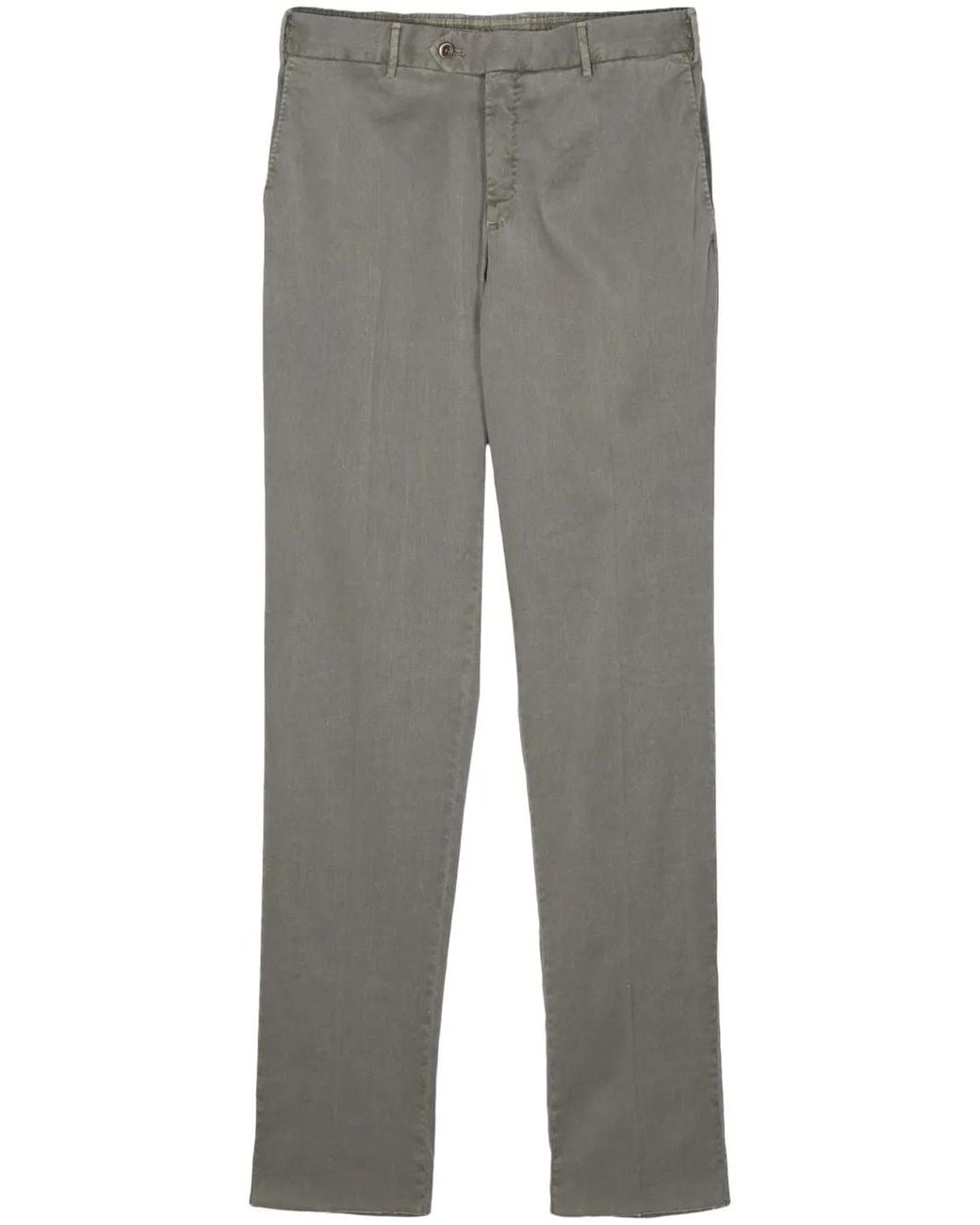 PT Torino Gray Pressed-Crease Trousers for men