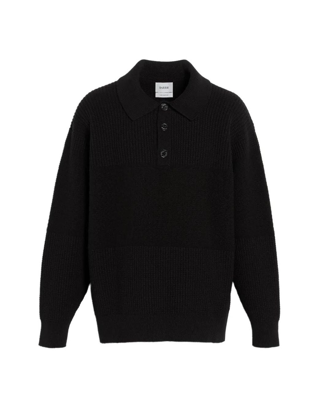 Barrie Black Waffle-Effect Polo Shirt for men