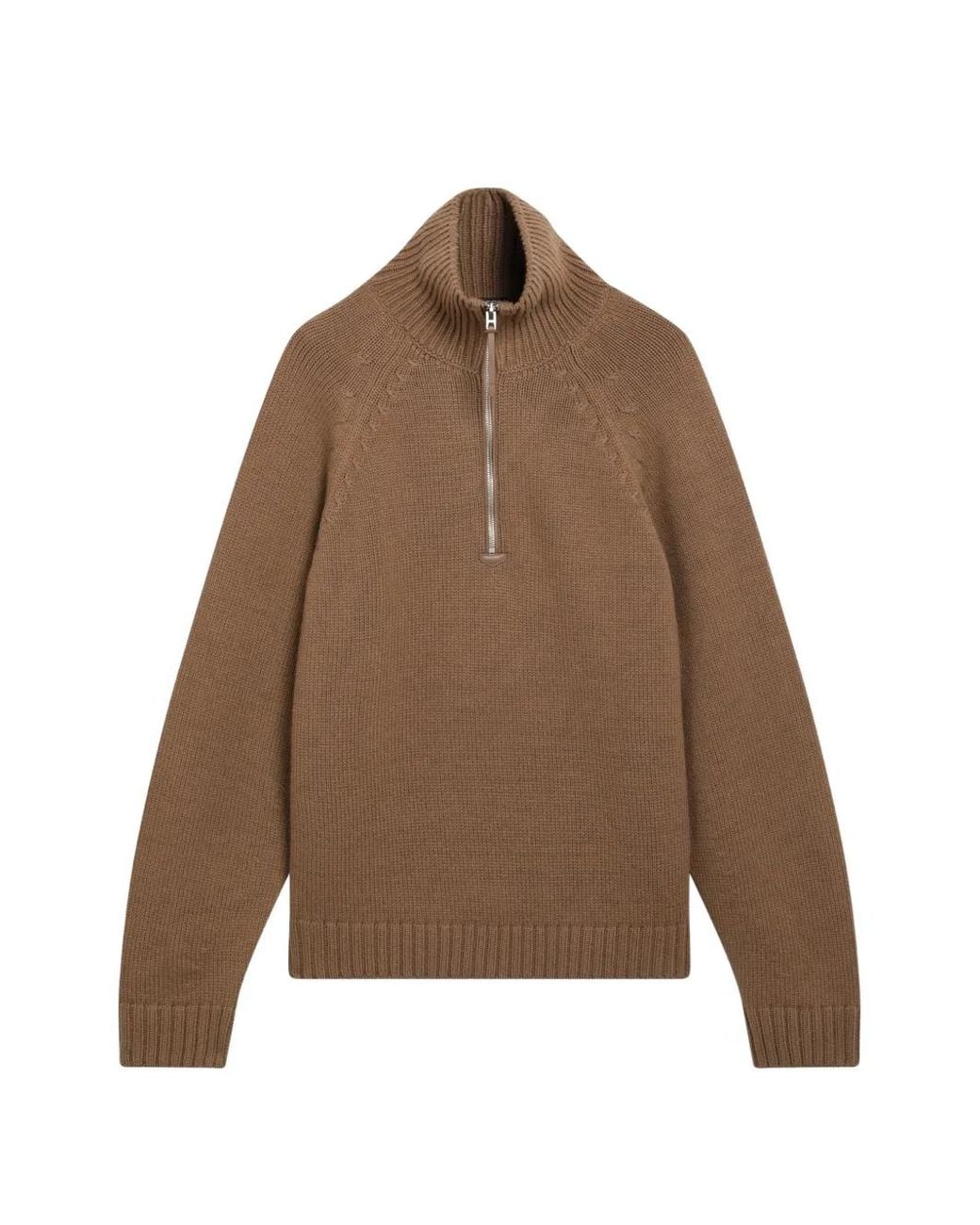Tom Ford Brown Half-Zip Cable-Knit Sweater for men