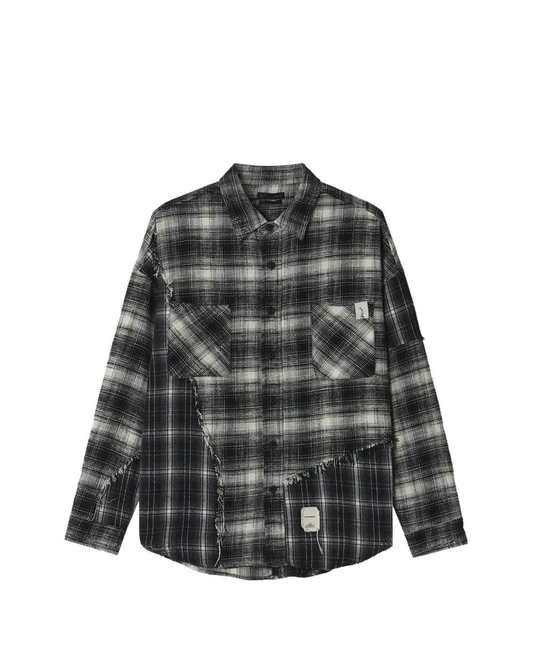 FIVE CM Black Check Patchwork Shirt for men