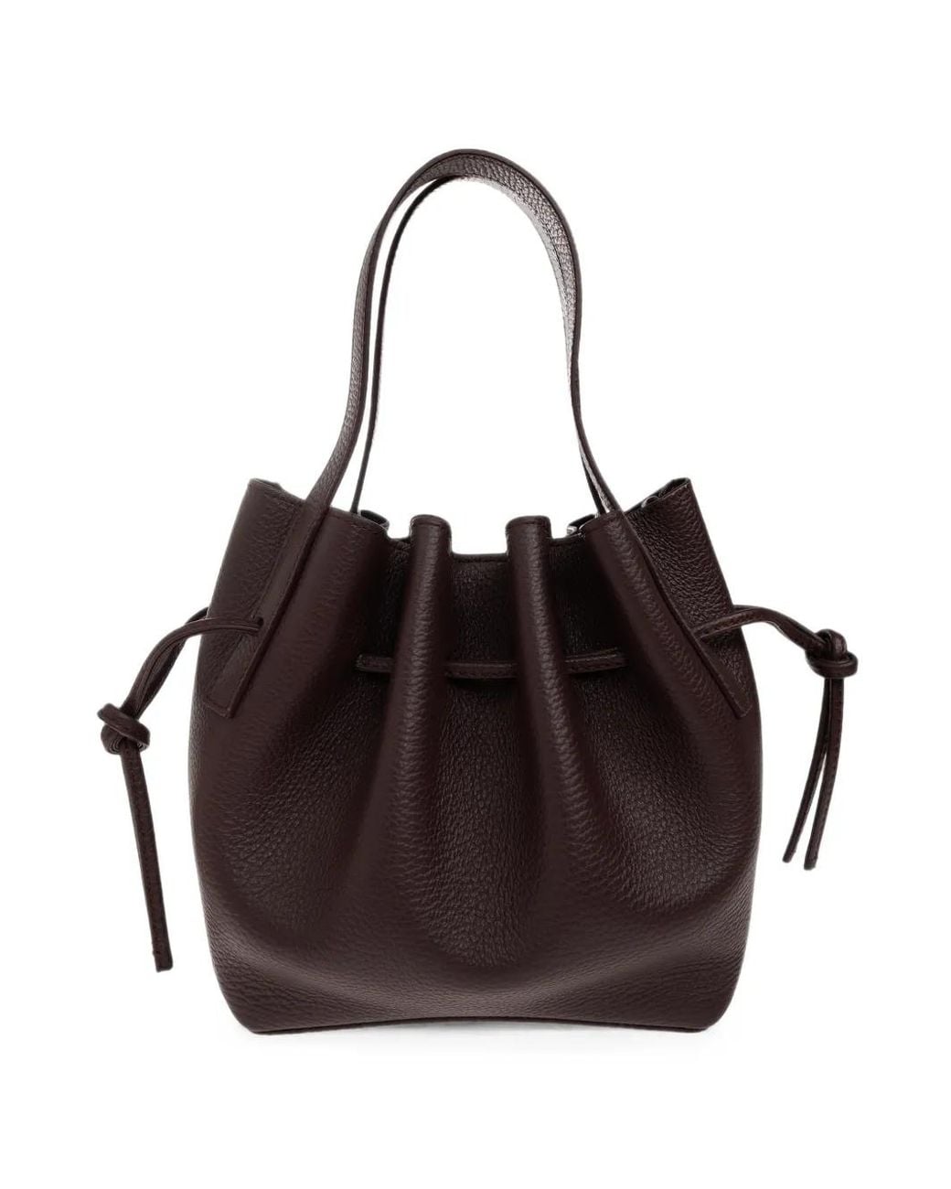 Yuzefi Black Scallop Mini Leather Bucket Bag