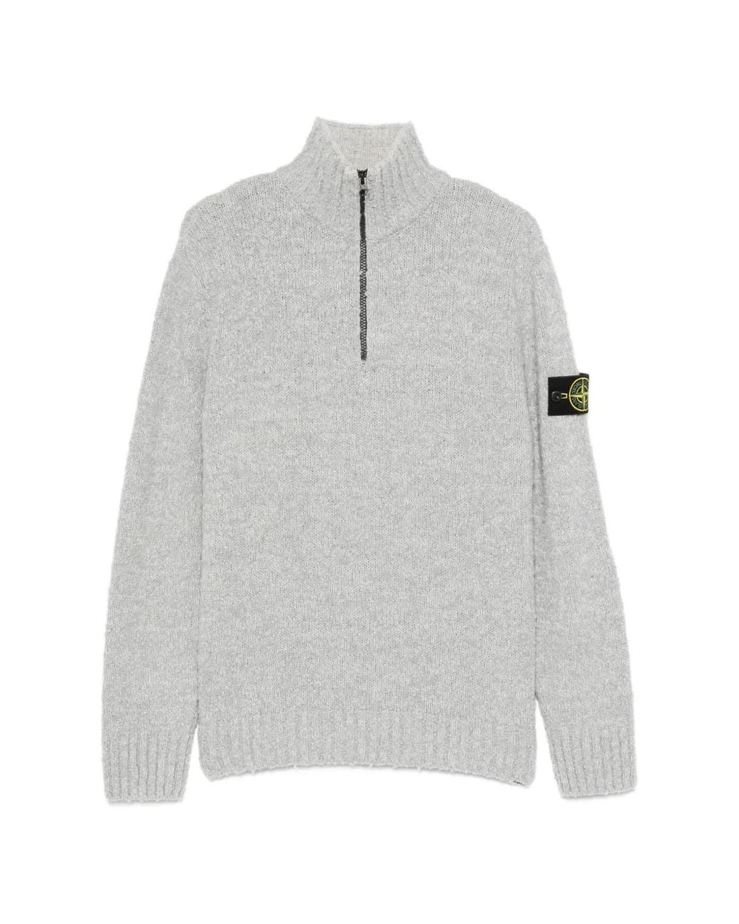 Stone Island Gray 5100032 Speckled Wool Nylon Sweater for men