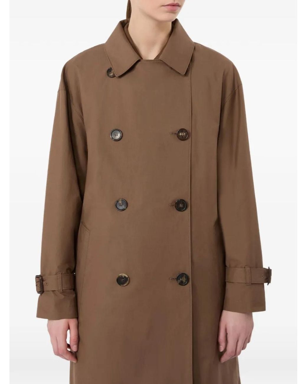 Max Mara Brown Trench Ceinturé À Boutonnière Croisée