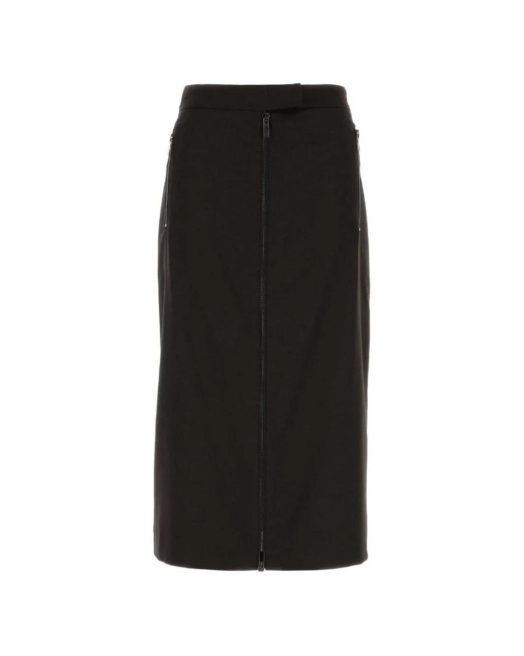 LE SULLY STUDIO Black Zip-Detail Flannel Midi Skirt