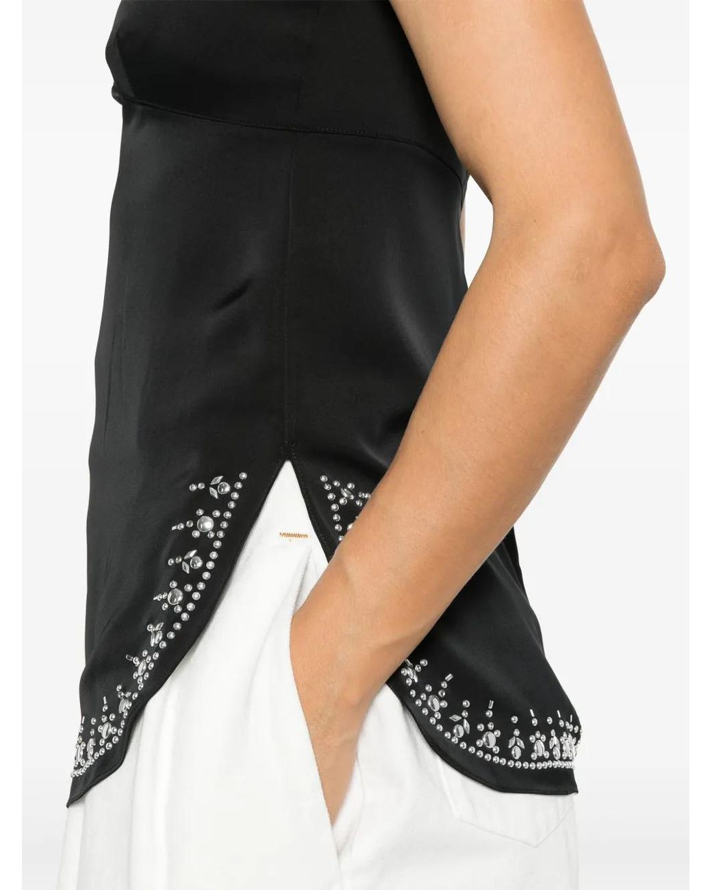 Top Con Borchie di Rabanne in Black