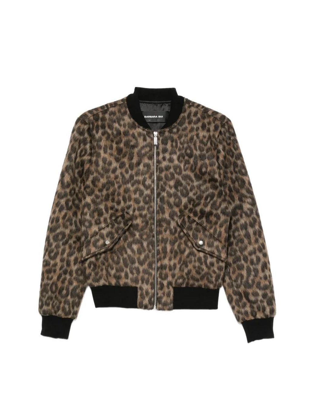 Barbara Bui Brown Leopard-Print Bomber Jacket