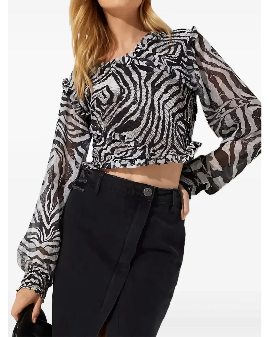 One Teaspoon Blouse Met Zebraprint in het Gray