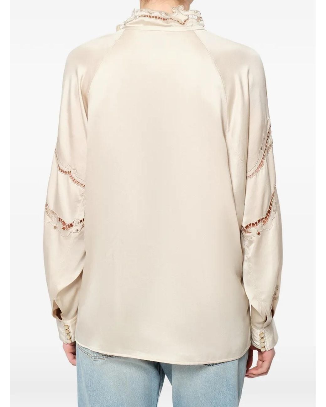 Isabel Marant White Enelia Silk Satin Broderie Anglaise Blouse