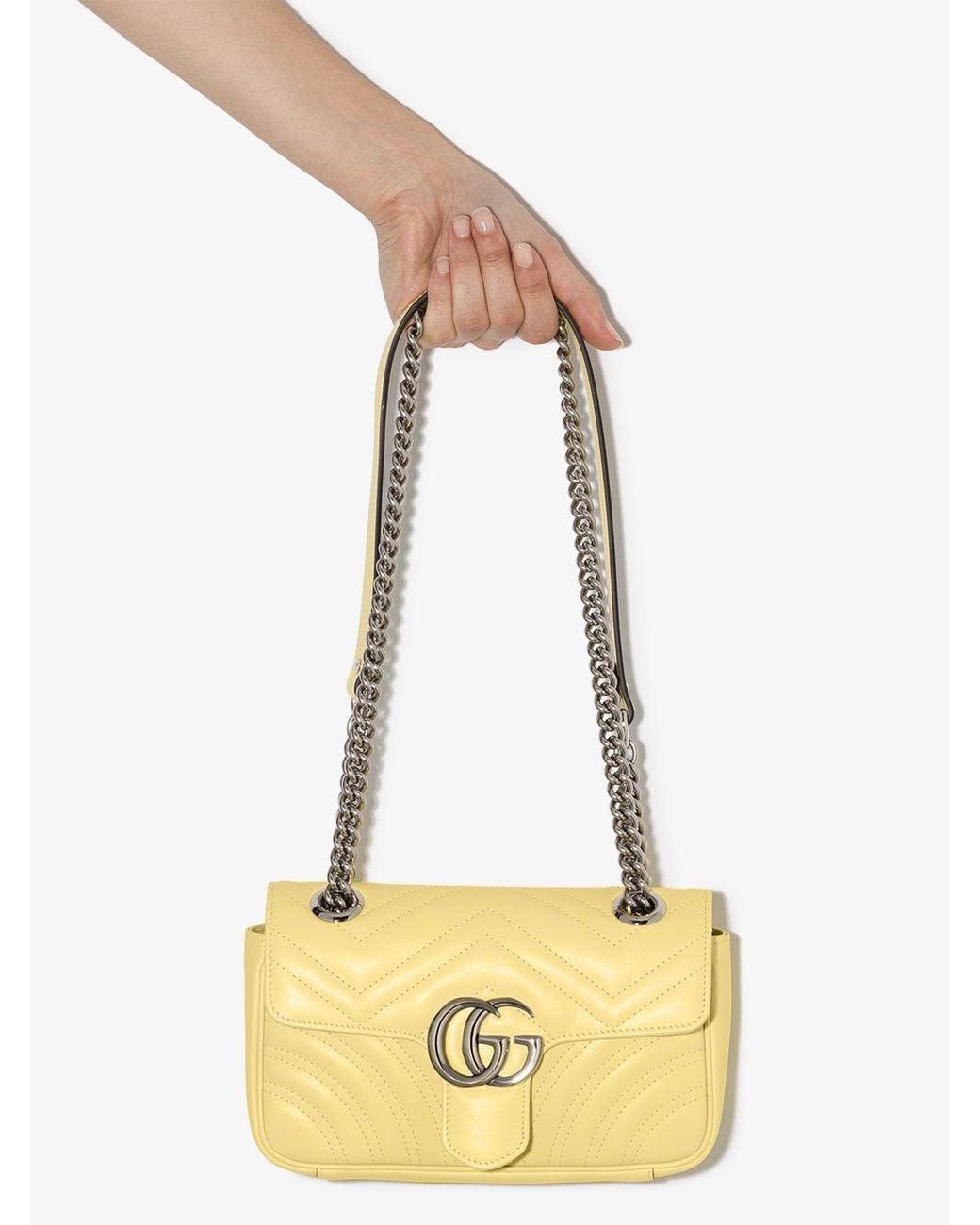 Gucci Small GG Marmont Leather Shoulder Bag in Yellow | Lyst