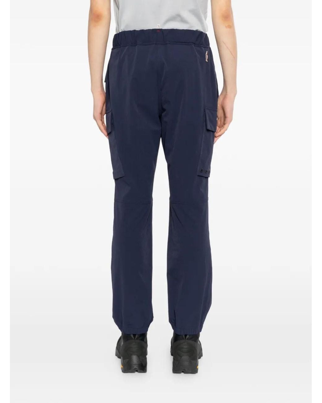 Moncler Blue Logo-Embroidered Trousers for men