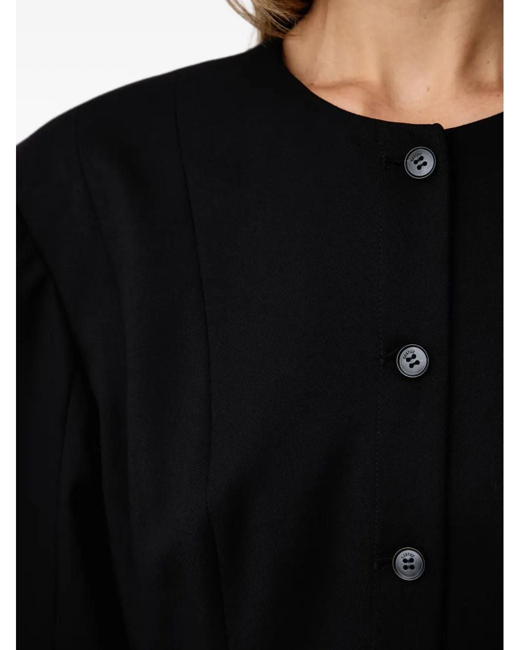 Gestuz Black Gzpaula Peplum-Hem Long-Sleeve Jacket