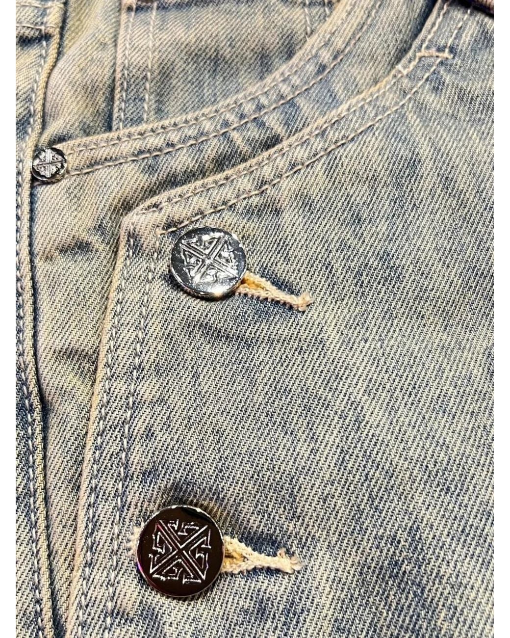 GUAPI Gray Iron Crest Stud-Embellished Jeans for men