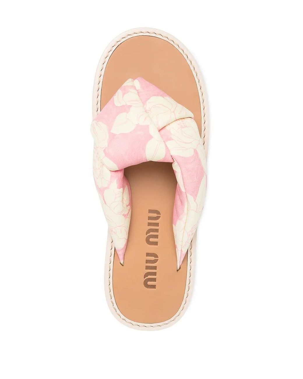 Miu Miu Pink Floral-Print Slip-On Sandals