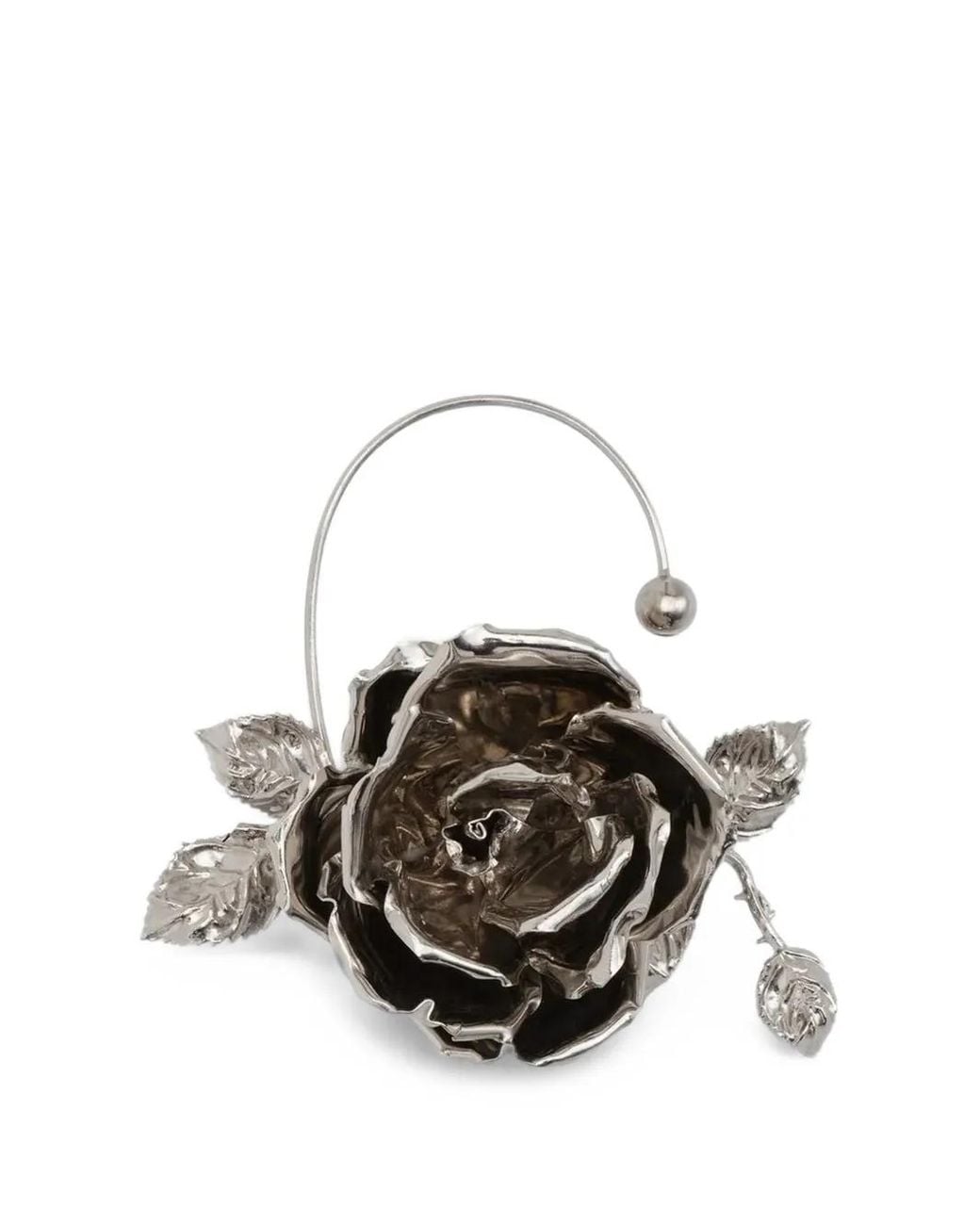 Magda Butrym Metallic Rose-Detail Ear Cuff Earrings