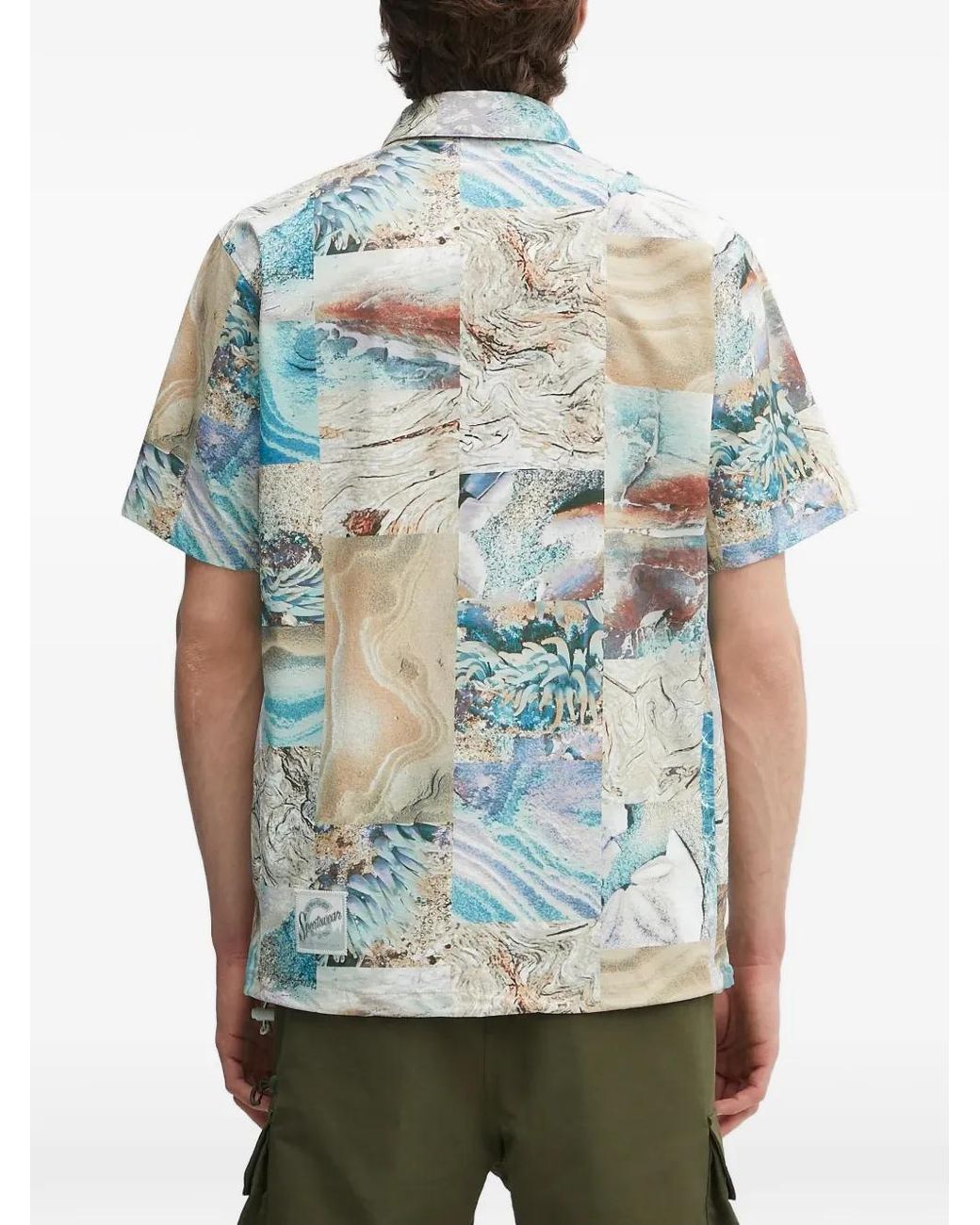 Columbia Blue Patchwork-Panel Polo Shirt for men