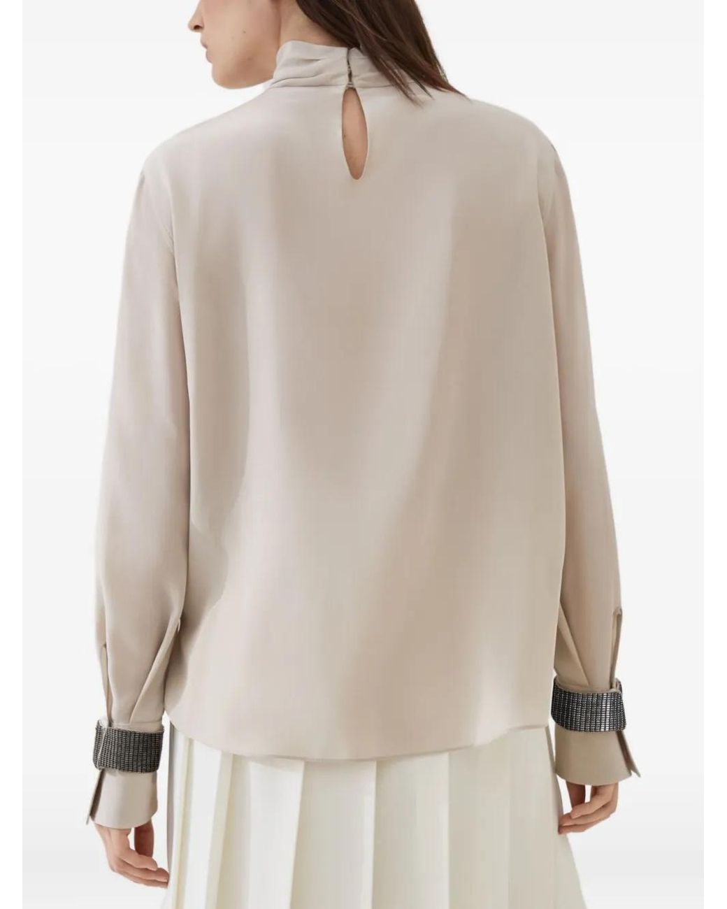 Brunello Cucinelli White Turtle Neck Blouse