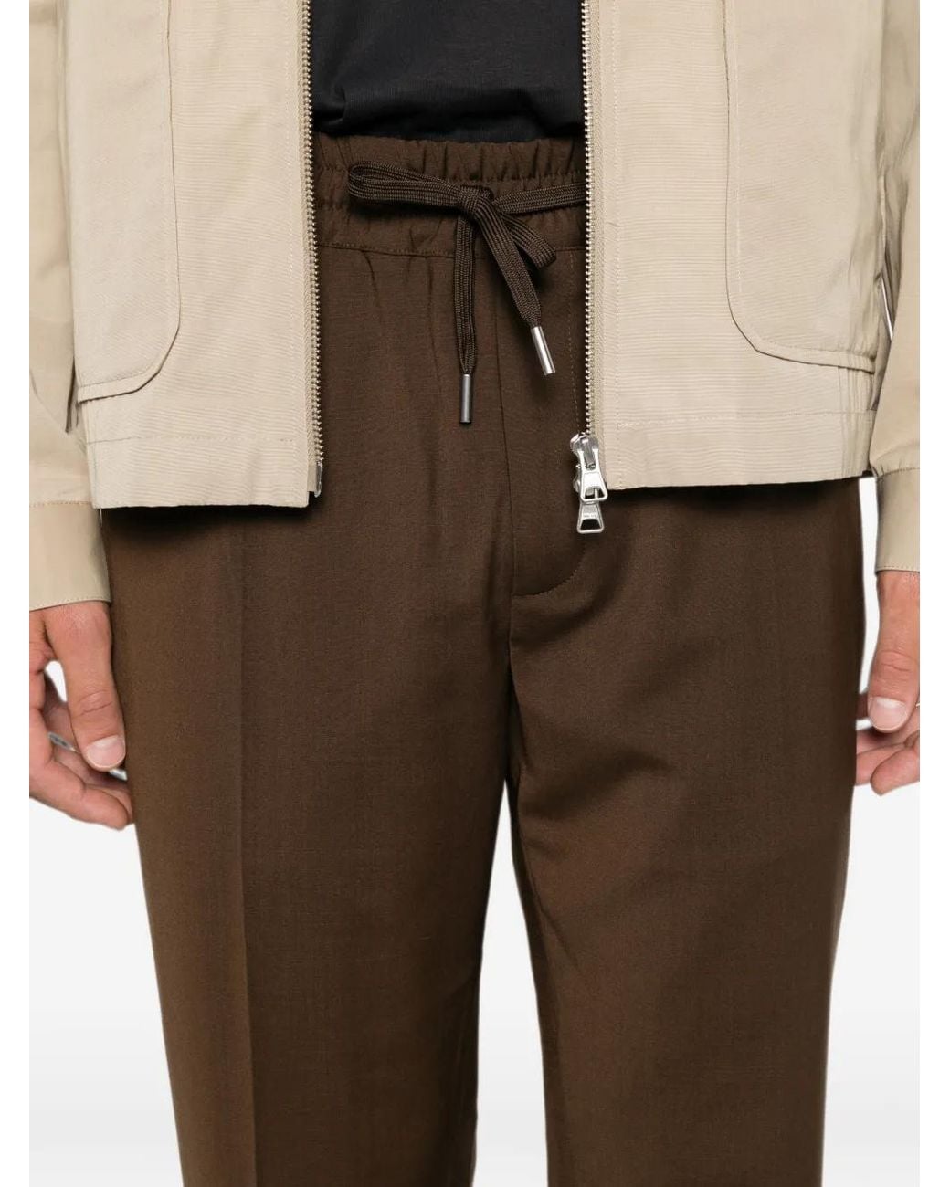 Sandro Brown Elasticated Wool Trousers for men