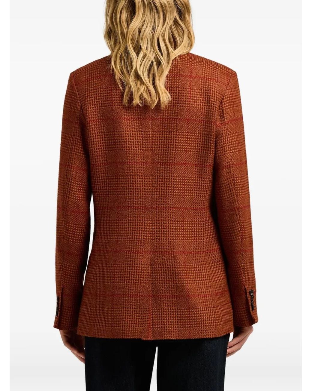 Kiton Brown Double-Breasted Check Jacket