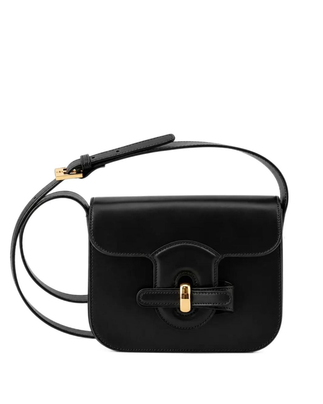 Gherardini Black Bella Turn-Lock Leather Shoulder Bag