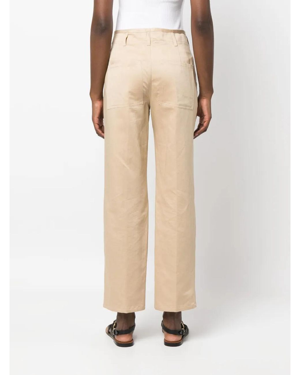Semicouture Natural Button-Fly Straight-Leg Trousers