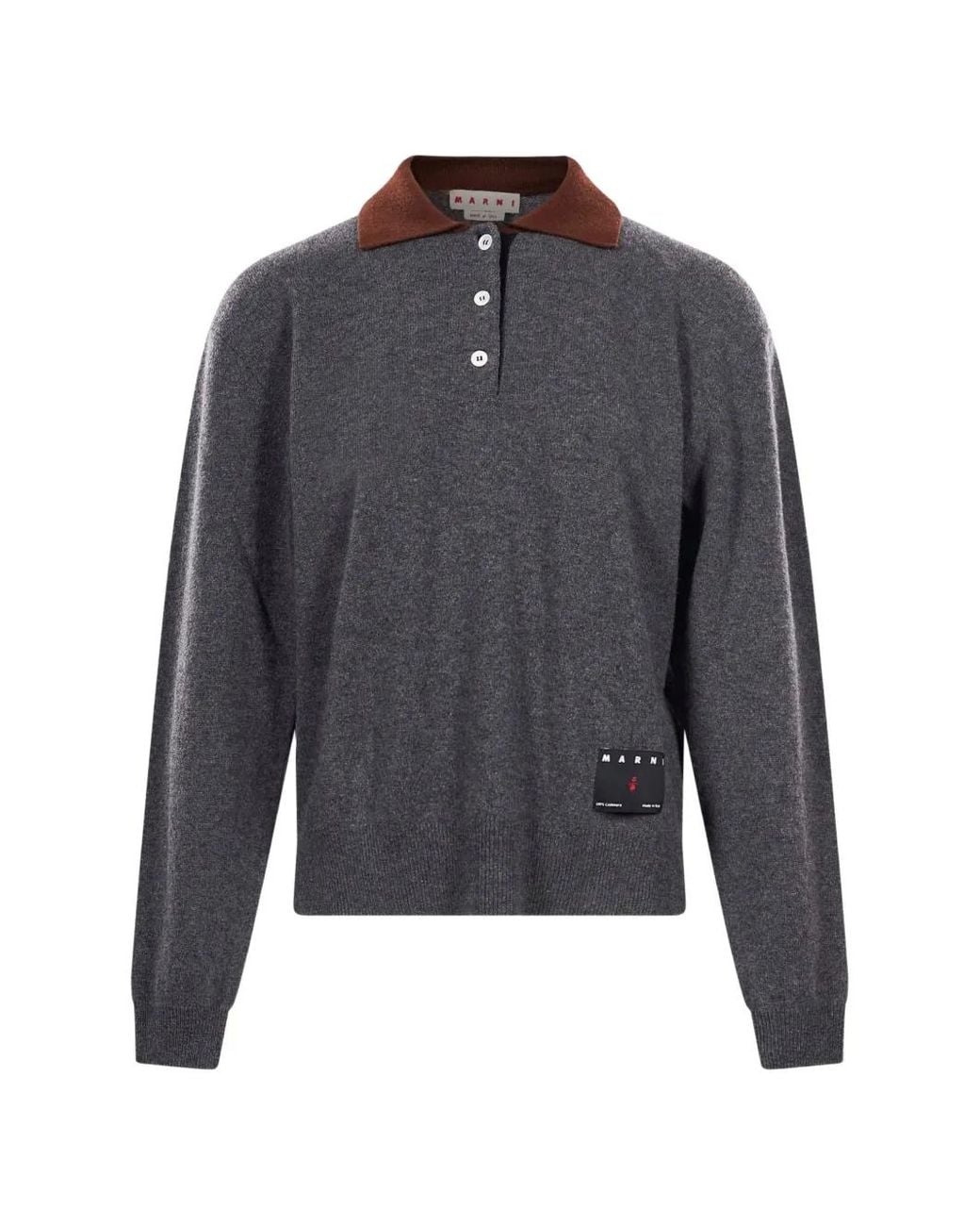 Marni Kasjmier Polotop Met Logo-Patch in het Gray