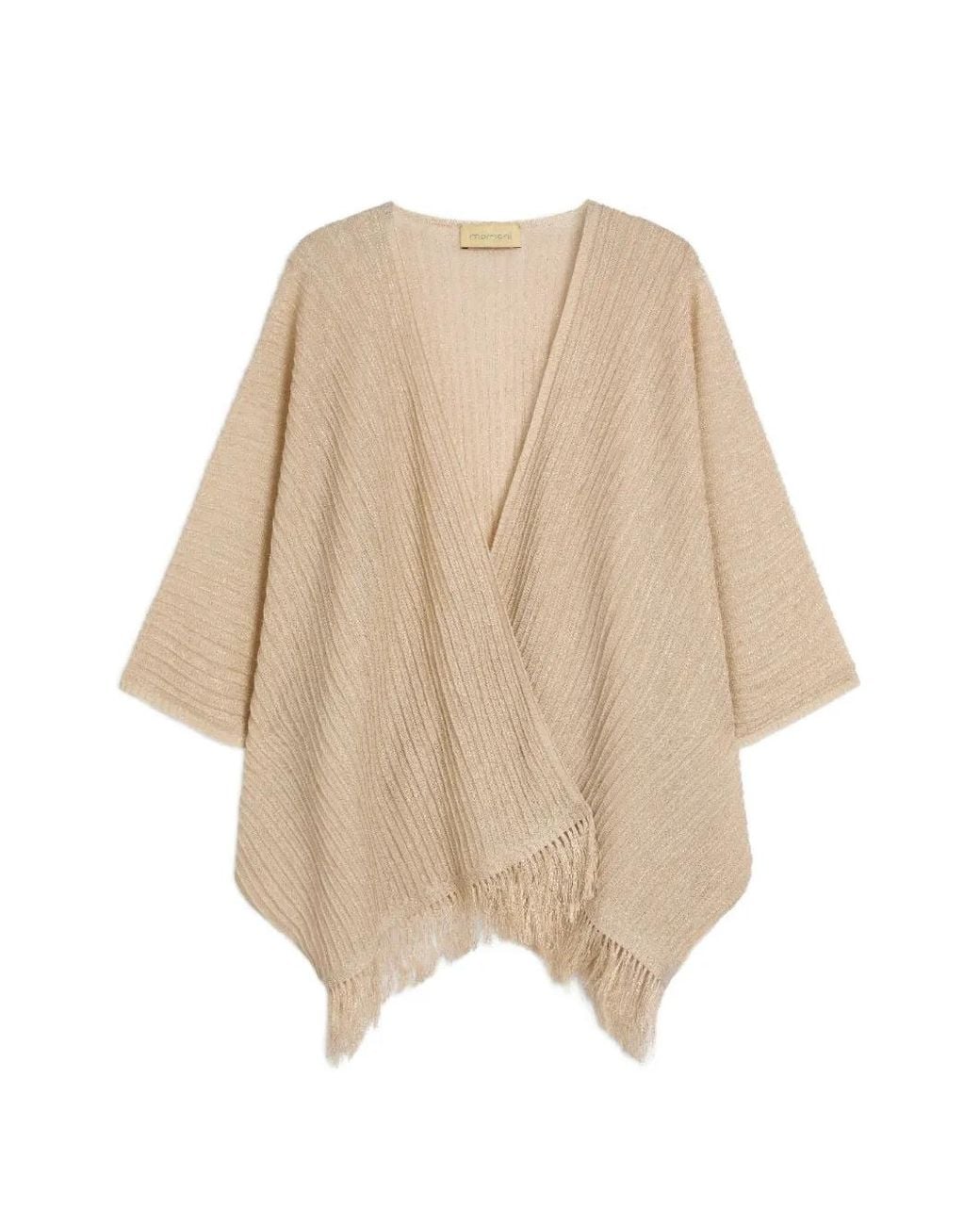 Momoní Natural Divina Fringed Rib-Knit Cardigan
