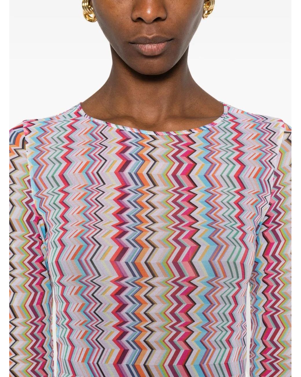 Missoni Pink Chevron-Pattern Mini Dress