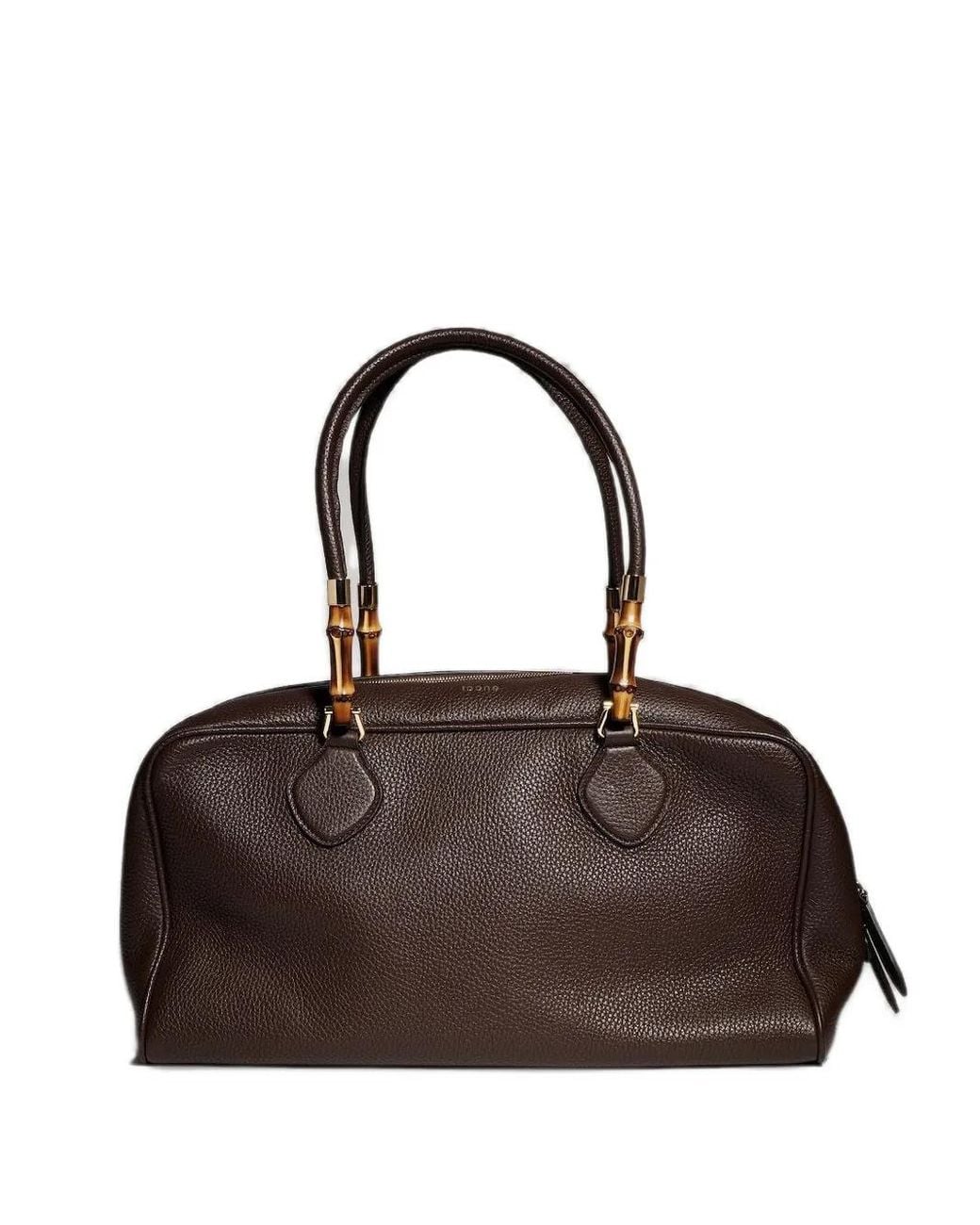 Gucci Brown Large Boston Bag With Bamboo