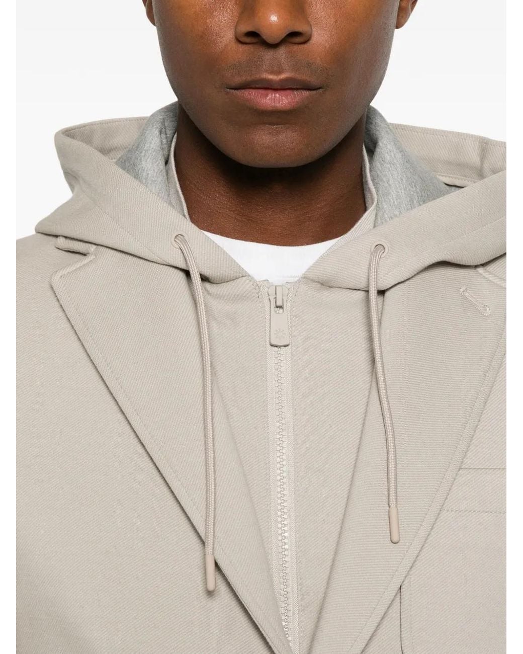 Manuel Ritz White Twill-Jersey Hooded Jacket for men