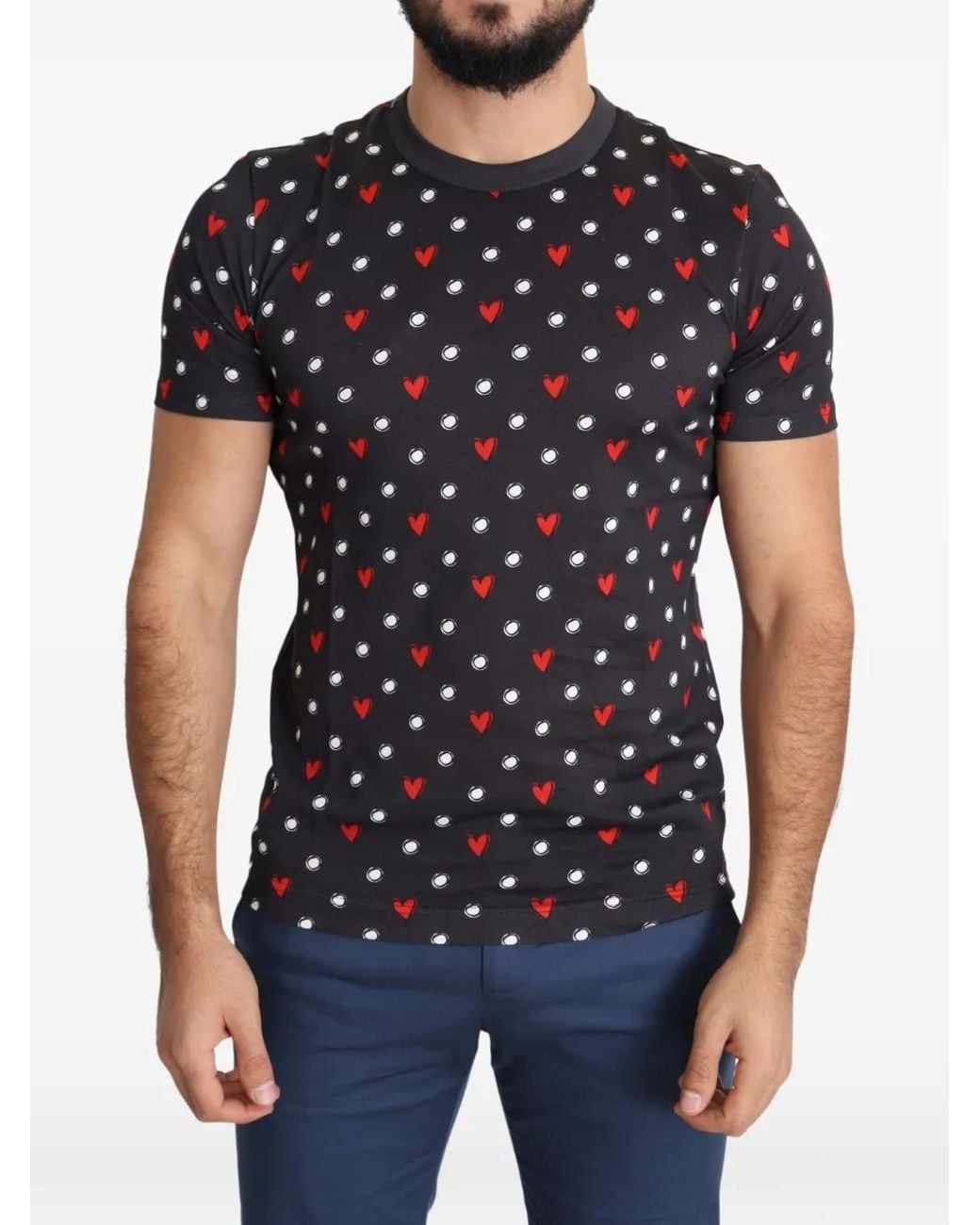 Dolce & Gabbana Black Heart-Print T-Shirt for men