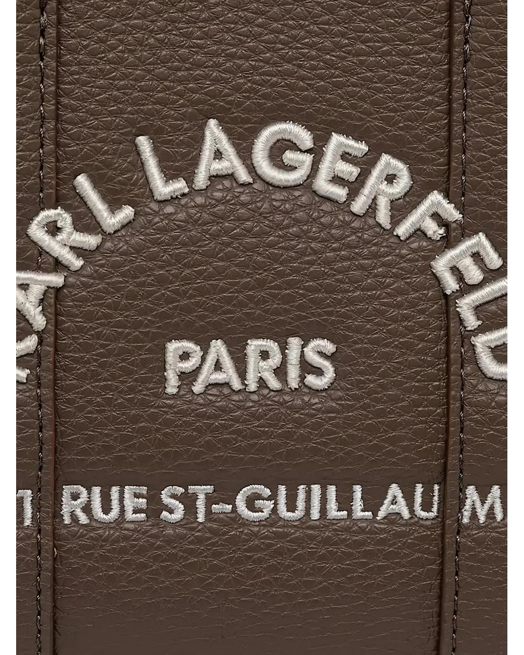 Karl Lagerfeld Brown Mini Rue St-Guillaume Logo-Embroidered Tote Bag